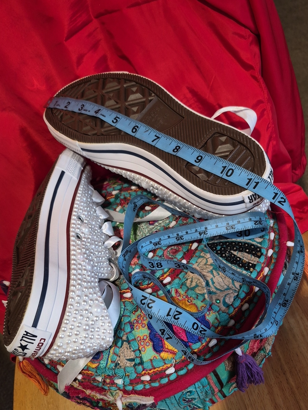 Converse Pearl-Embellished White Low-Top Sneakers - Picture 6 of 10